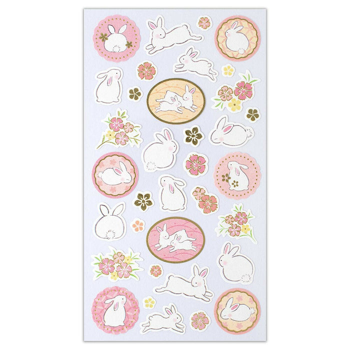 Japanese Paper Foiled Stickers - Rabbit