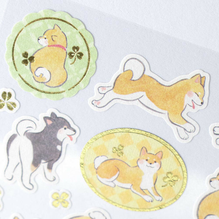 Japanese Paper Foiled Stickers - Shiba Inu