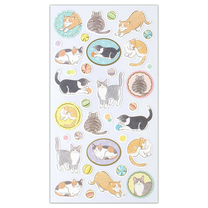 Japanese Paper Foiled Stickers - Cat