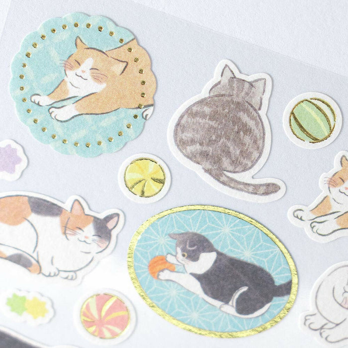 Japanese Paper Foiled Stickers - Cat