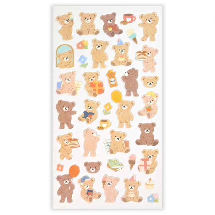 Japanese Non-Woven Fabric Stickers - Bear Holiday