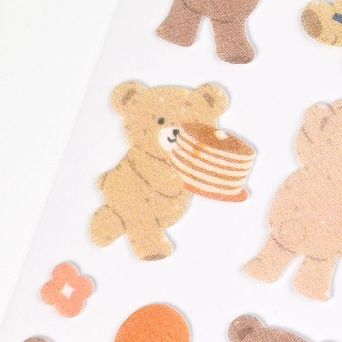 Japanese Non-Woven Fabric Stickers - Bear Holiday