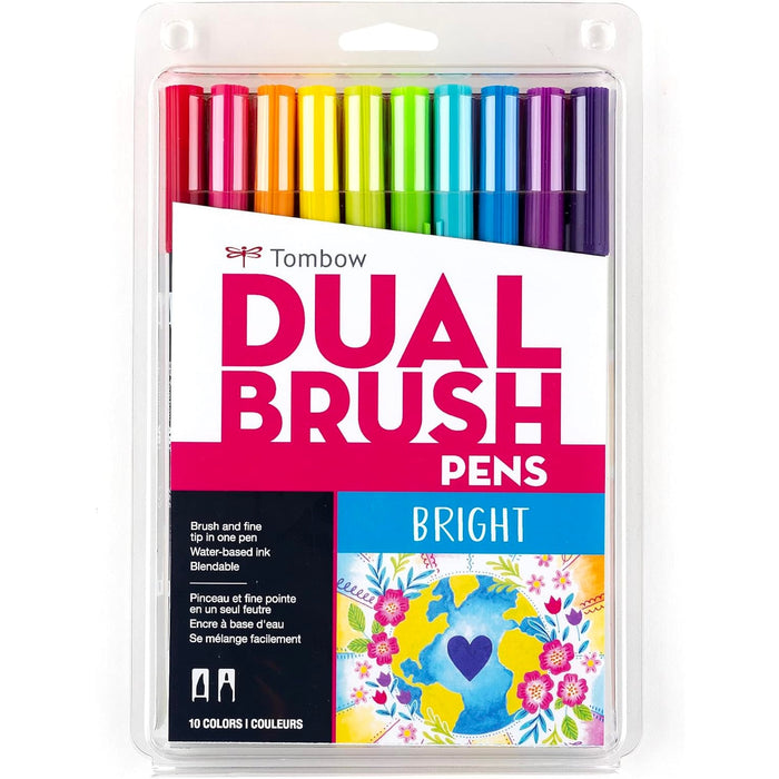 Tombow ABT Dual Brush Pen 10 Colour Set - Bright