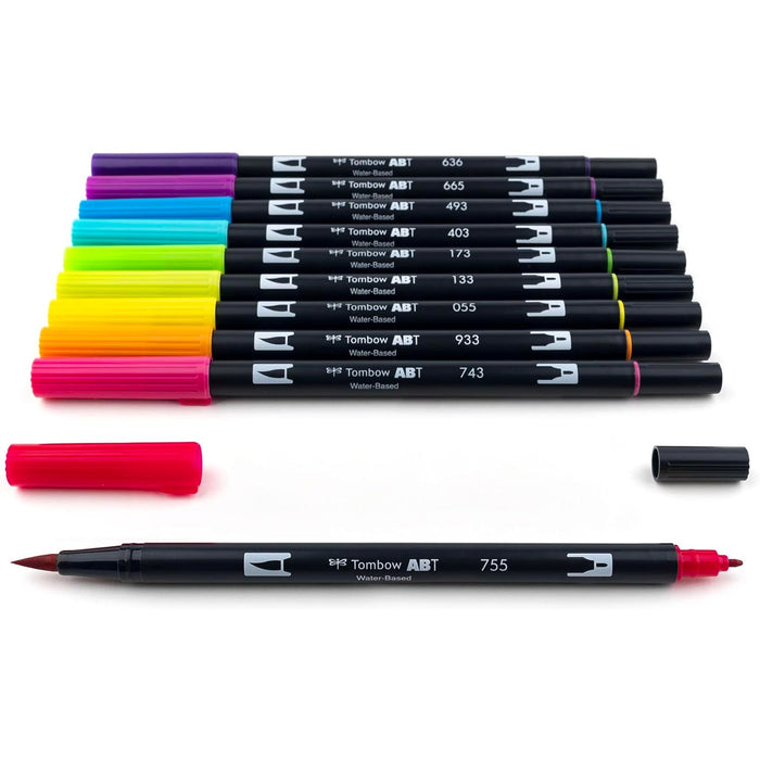 Tombow ABT Dual Brush Pen 10 Colour Set - Bright