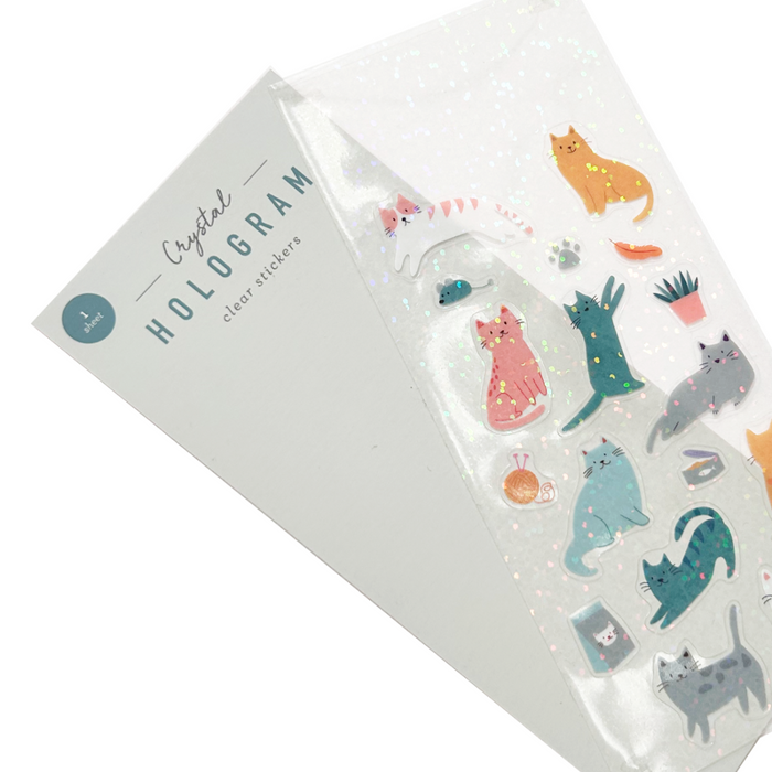 Cats Crystal Hologram Clear Stickers
