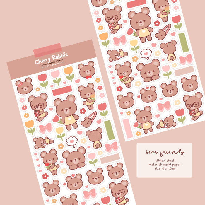 Bear Friends Washi Sticker Sheet