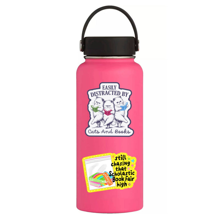 Distracted by Cats & Books Vinyl Sticker