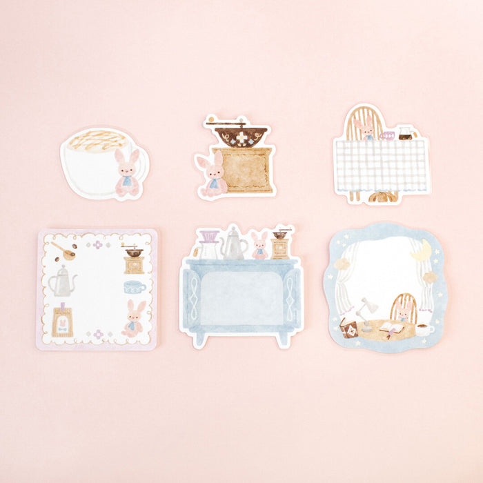Nakauchi Waka x Papier Platz Flake Sticky Notes - Rabbit & Coffee