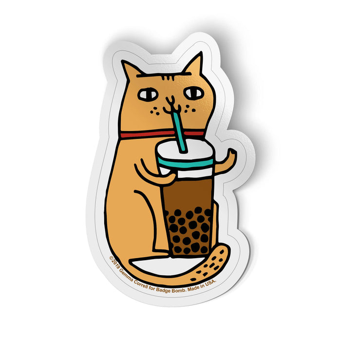 Bubble Tea Cat Vinyl Sticker