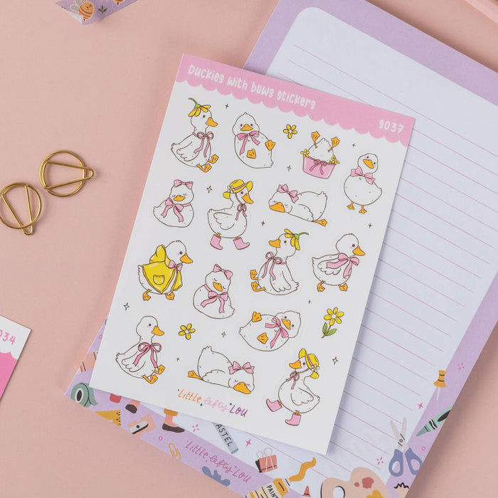 A6 Duckies With Bows Sticker Sheet