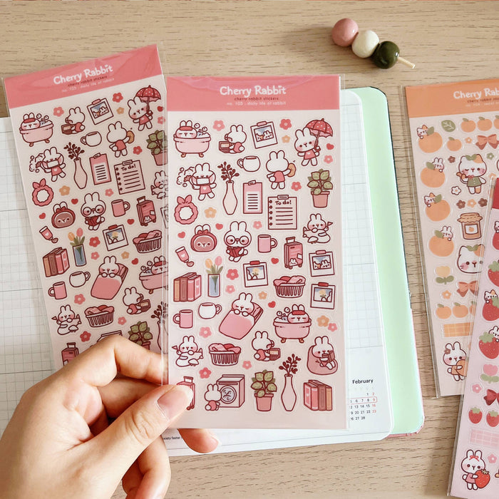 Daily Life of Rabbit Clear Sticker Sheet