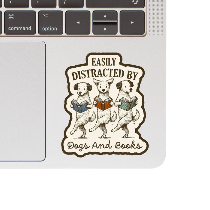 Distracted by Dogs & Books Vinyl Sticker