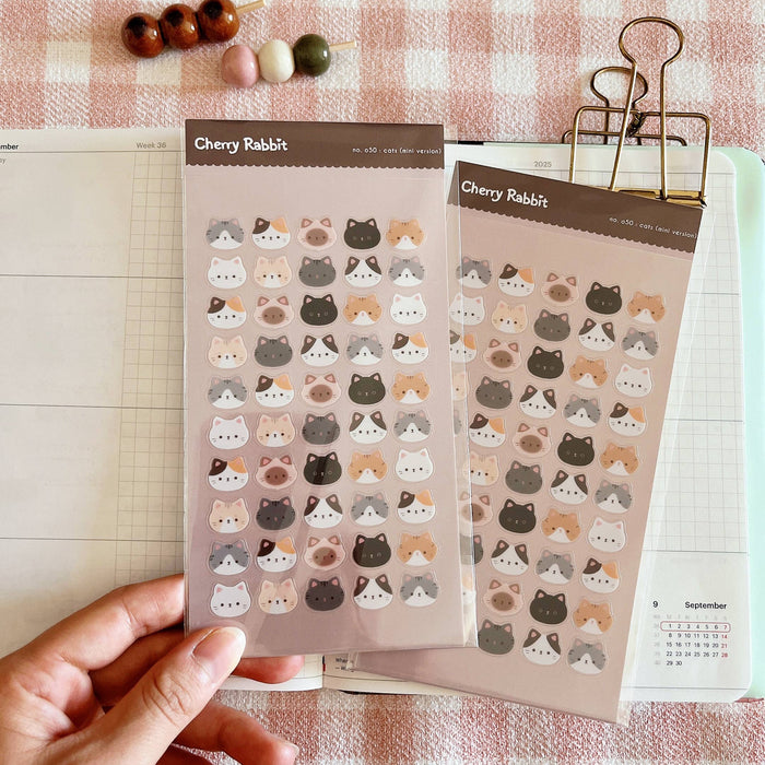 Cat Heads Clear Sticker Sheet