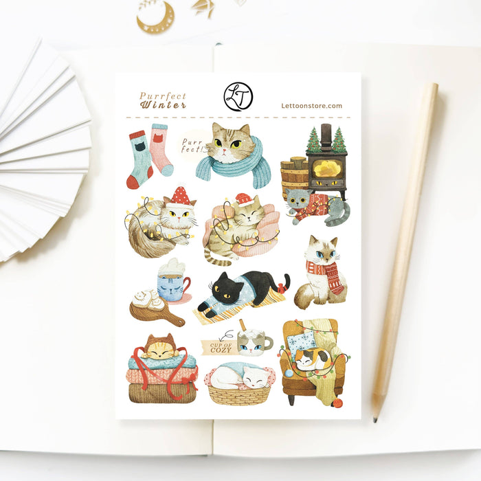Sticker Sheet - Purrfect Winter