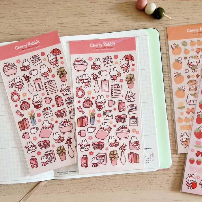 Daily Life of Rabbit Clear Sticker Sheet