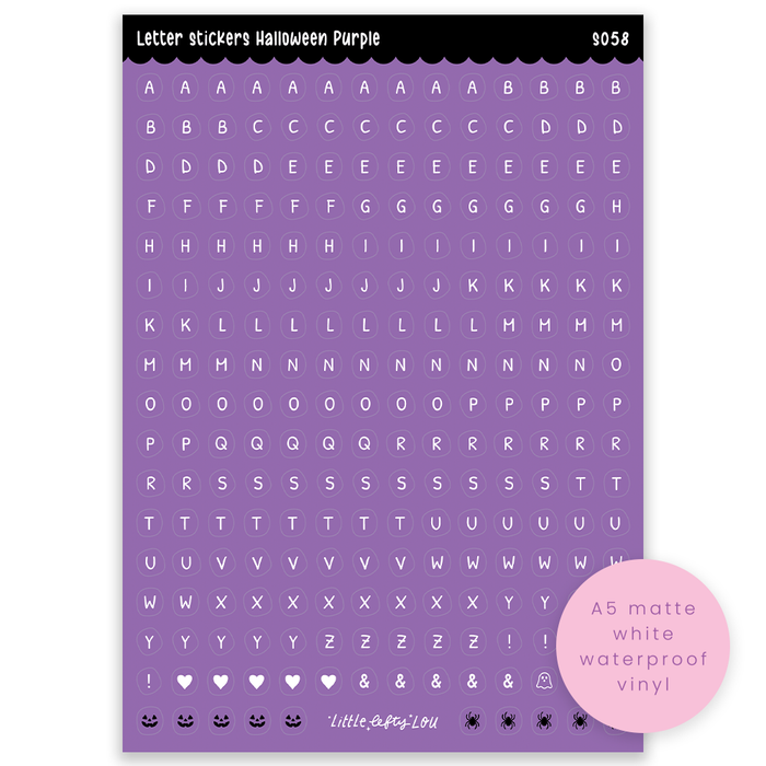 A5 Purple Halloween Letters Sticker Sheet