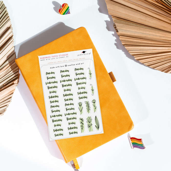 Sticker Sheet - Functional Days of the Week - Script