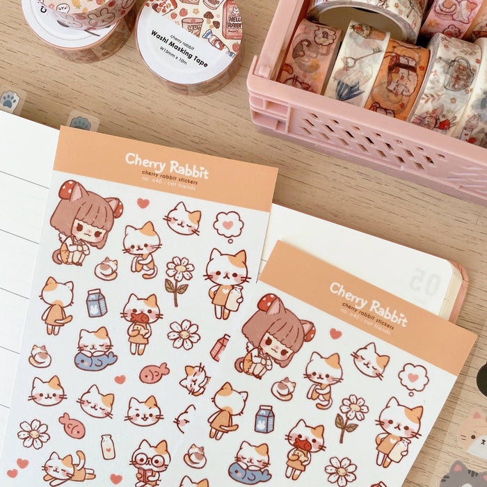 Cat Friends Washi Sticker Sheet