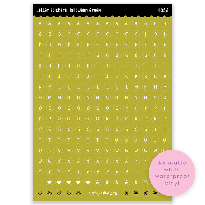 A5 Green Halloween Letters Sticker Sheet