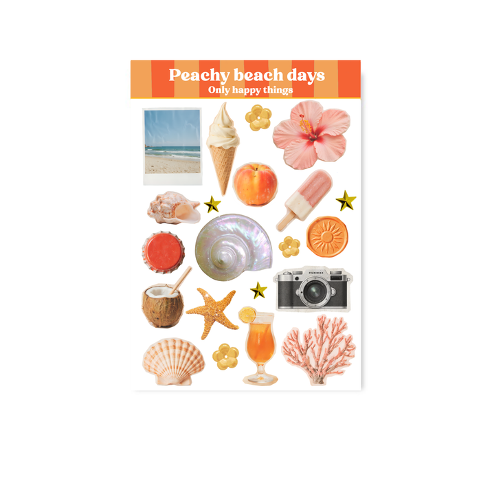 Peachy Beach Days A6 Sticker Sheet