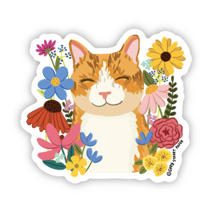 Flower Cat Vinyl Sticker