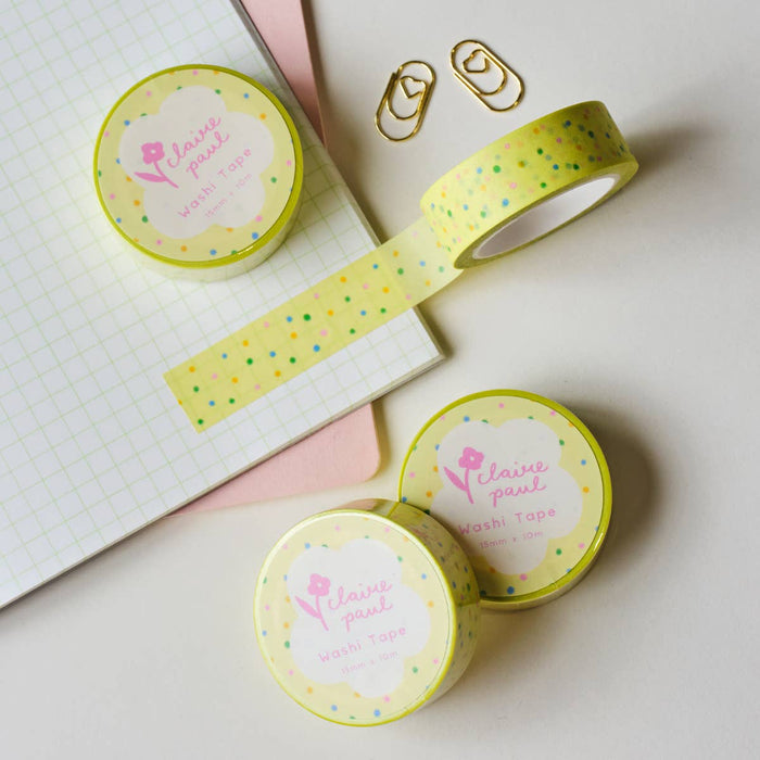 Yellow Funfetti Polka Dots Washi Tape