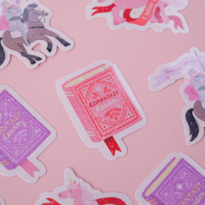 Romantasy Reader Holographic Vinyl Sticker