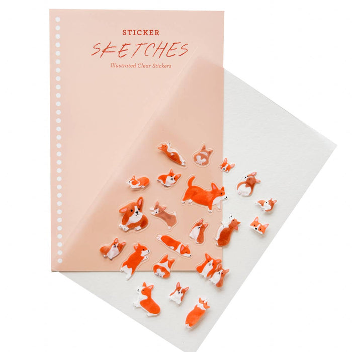 Corgis Clear Sticker Sketches