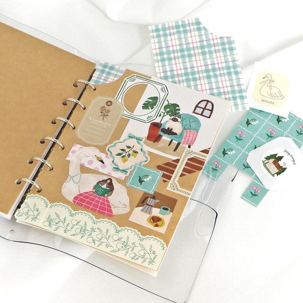 Mind Wave 'Yori-Dori' Series Flake Stickers - Swans & Reading