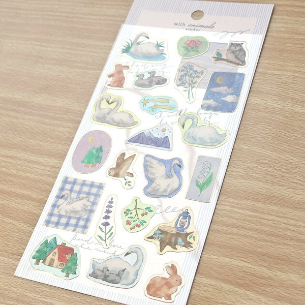 Mind Wave 'With Animals' Series Clear Stickers - Swan