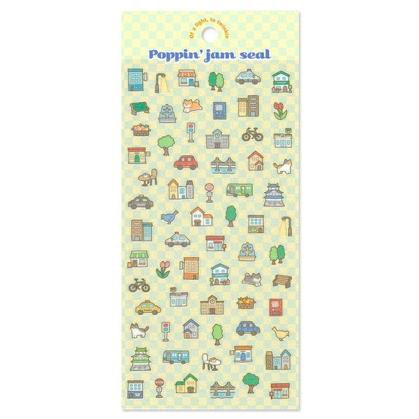 Mind Wave 'Poppin' Jam' Series Clear Stickers - Town