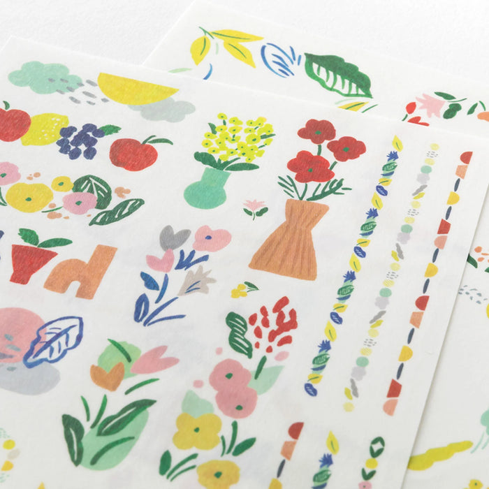 Midori Yuru Log 2 Sheet Sticker Set - Textile Pattern