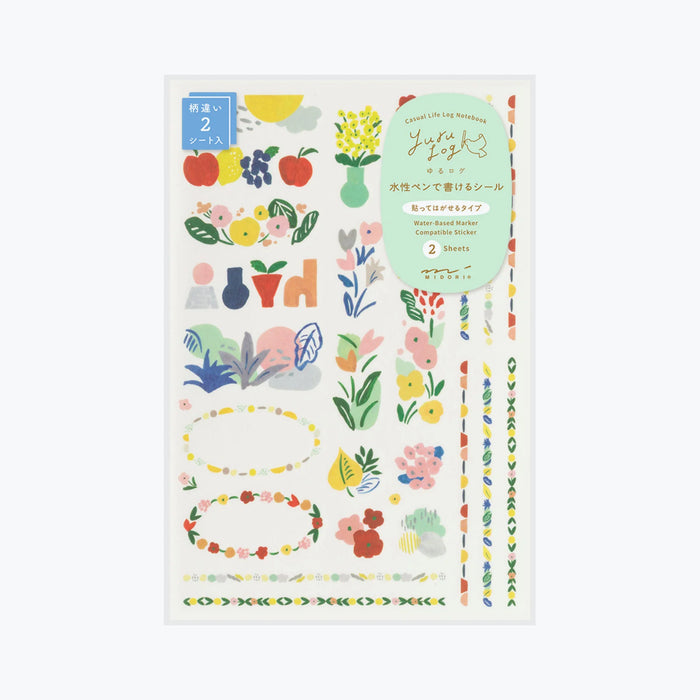 Midori Yuru Log 2 Sheet Sticker Set - Textile Pattern
