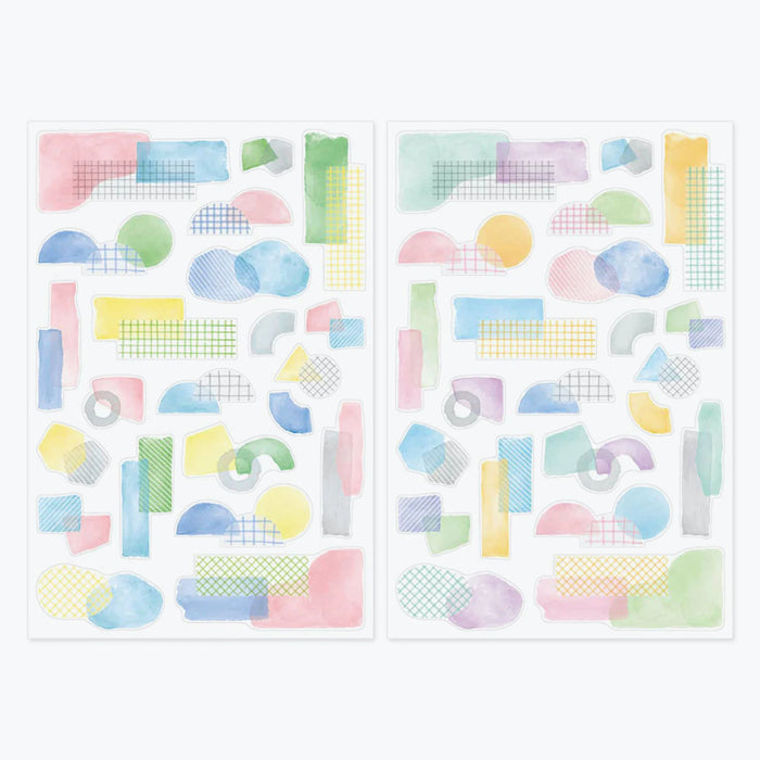 Midori Yuru Log 2 Sheet Sticker Set - Watercolour Collage