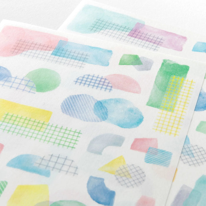 Midori Yuru Log 2 Sheet Sticker Set - Watercolour Collage