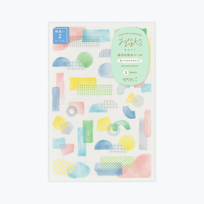 Midori Yuru Log 2 Sheet Sticker Set - Watercolour Collage
