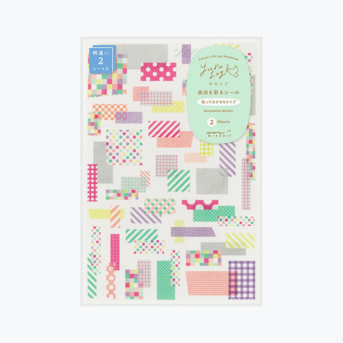 Midori Yuru Log 2 Sheet Sticker Set - Collage Tape Patterns