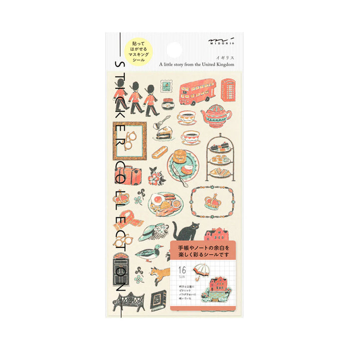 Midori 'Country' Motif Washi Stickers - United Kingdom