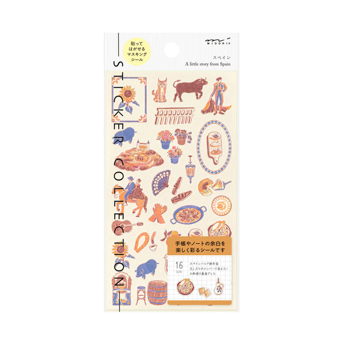 Midori 'Country' Motif Washi Stickers - Spain