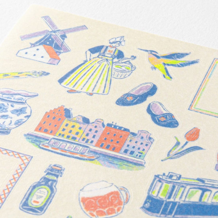 Midori 'Country' Motif Washi Stickers - Netherlands