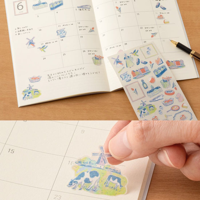 Midori 'Country' Motif Washi Stickers - Netherlands