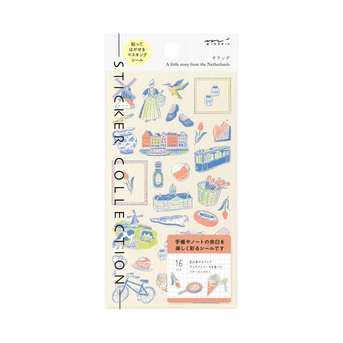 Midori 'Country' Motif Washi Stickers - Netherlands