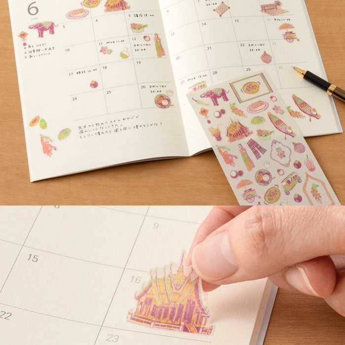 Midori 'Country' Motif Washi Stickers - Thailand