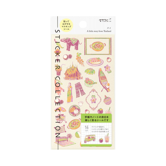 Midori 'Country' Motif Washi Stickers - Thailand