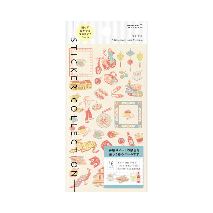 Midori 'Country' Motif Washi Stickers - Vietnam