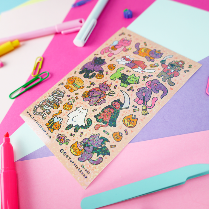 Kitty Halloween Costume Vinyl Sticker Sheet