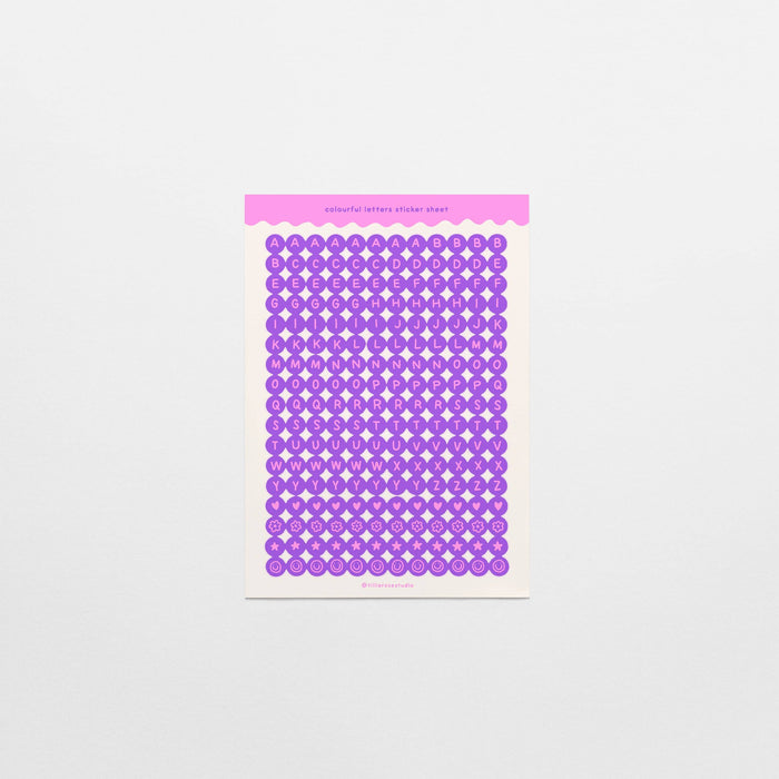 Purple and Pink Letter Bead Sticker Sheet