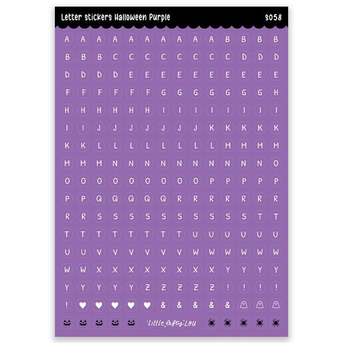 A5 Purple Halloween Letters Sticker Sheet