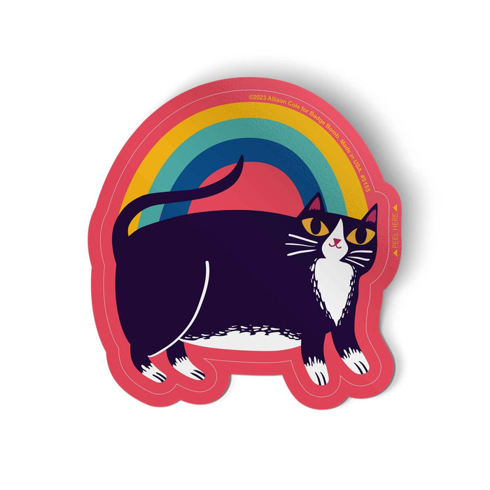 Rainbow Tuxedo Cat Vinyl Sticker