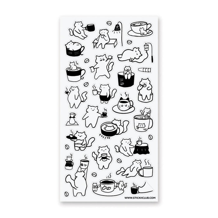 Caffeine Cats 2 Sticker Sheet